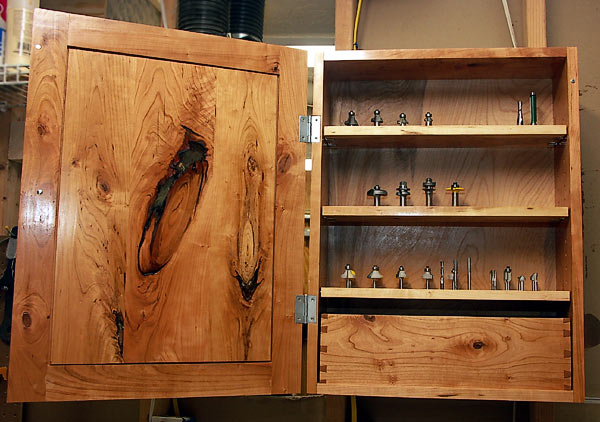 Inside the router bit cabinet